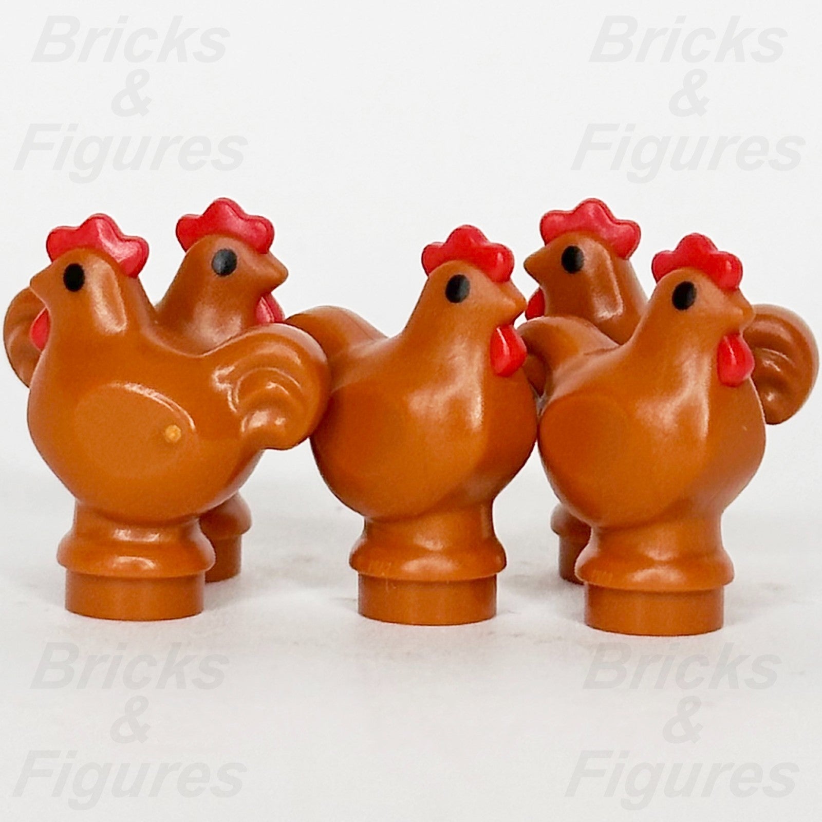LEGO Dark Orange Chicken Animal Minifigure Part 60352 60344 30656 80044 x 5 Hen1