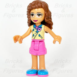 LEGO Friends Olivia Minifigure Nougat, Yellow Vest Pink Tie 30412 41333 frnd241 - Bricks & Figures