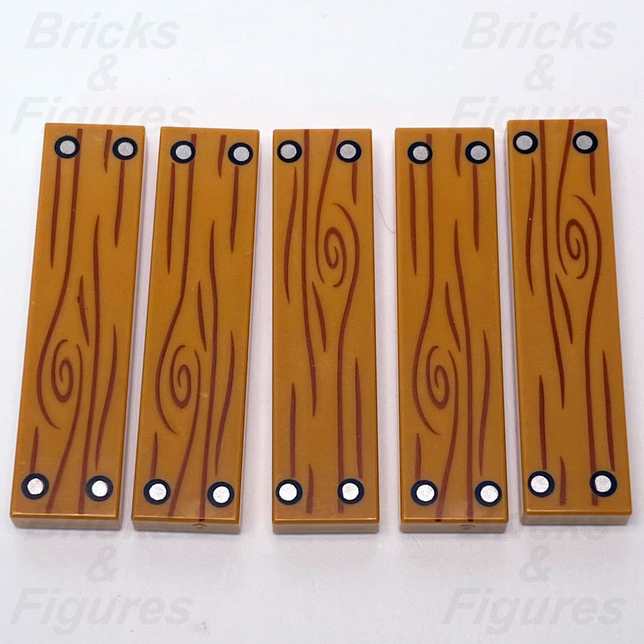 LEGO Tile 1 x 4 Wood Grain and Silver Nails Pattern Part Planks 2431pb0652 x 50