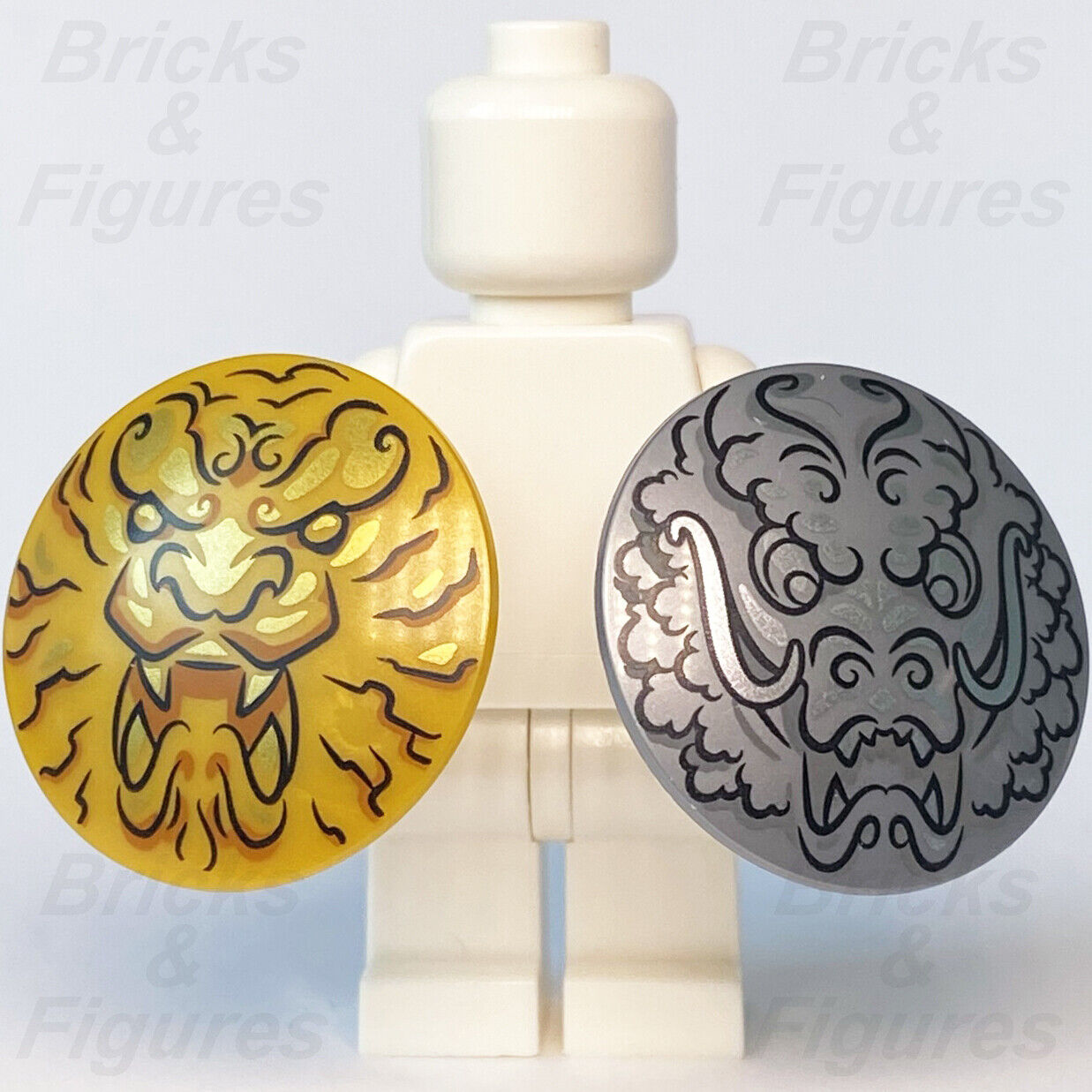 LEGO Ninjago Dragon & Lion Head Shield Master of the Mountain Part 71720 x 2 - Bricks & Figures