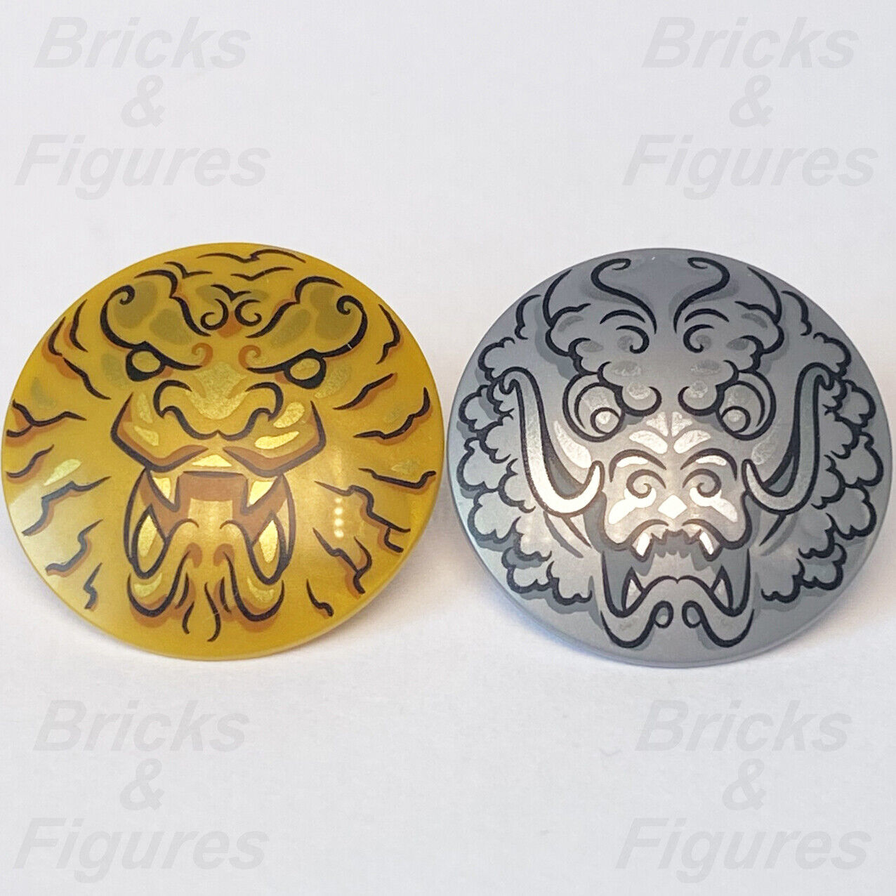 LEGO Ninjago Dragon & Lion Head Shield Master of the Mountain Part 71720 x 2 - Bricks & Figures