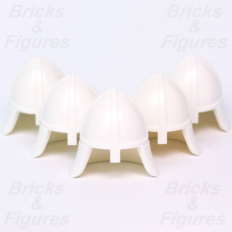 5 x Castle LEGO Knight Helmet w/ Neck Protector White Minifigure Part 3844 - Bricks & Figures
