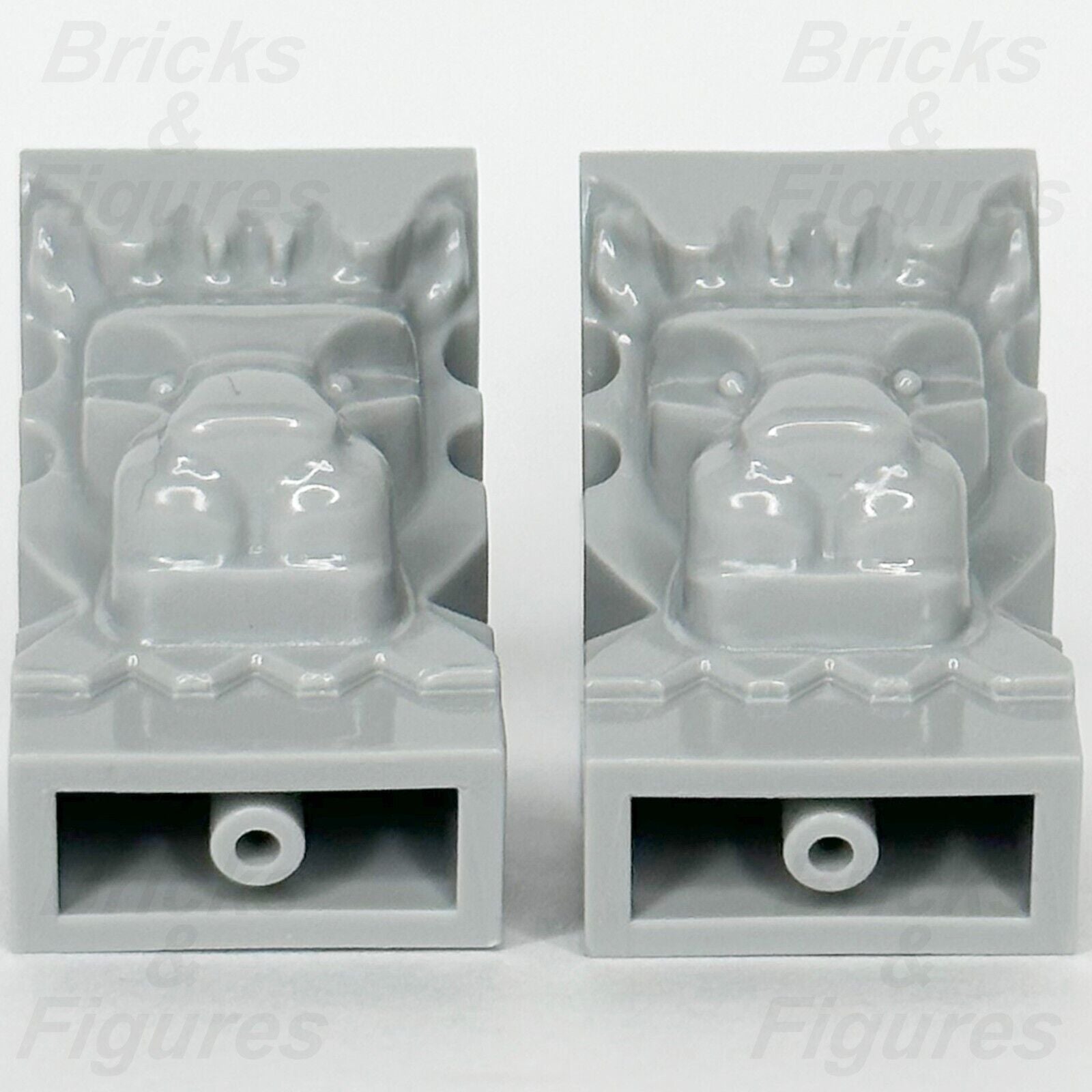 LEGO Castle Lion Head Part Brick Modified 2 x 3 x 3 Light bluish Grey 30274 x 2 - Bricks & Figures