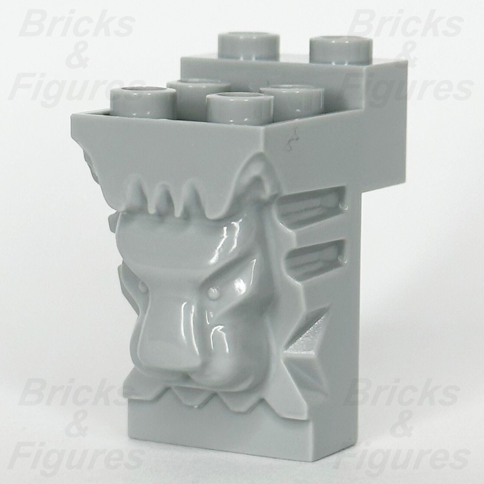 LEGO Castle Lion Head Part Brick Modified 2 x 3 x 3 Light bluish Grey 30274 - Bricks & Figures
