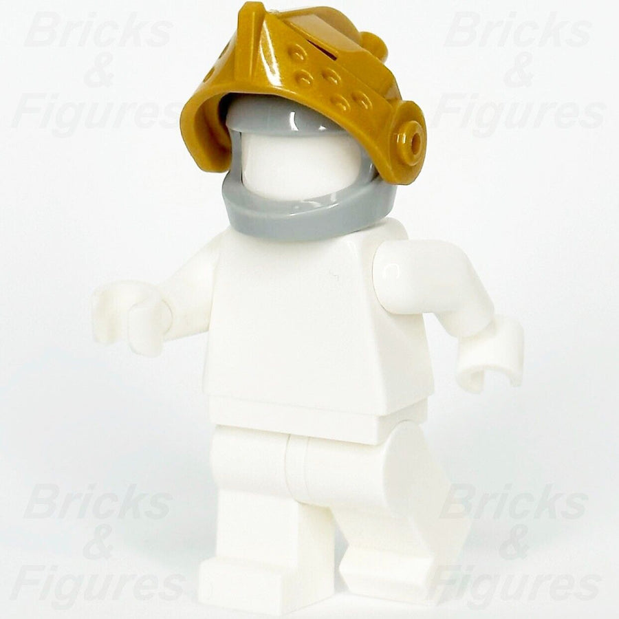 LEGO Castle Knight Bascinet Helmet Minifigure Part Gold Visor Grey 2594 2446 - Bricks & Figures