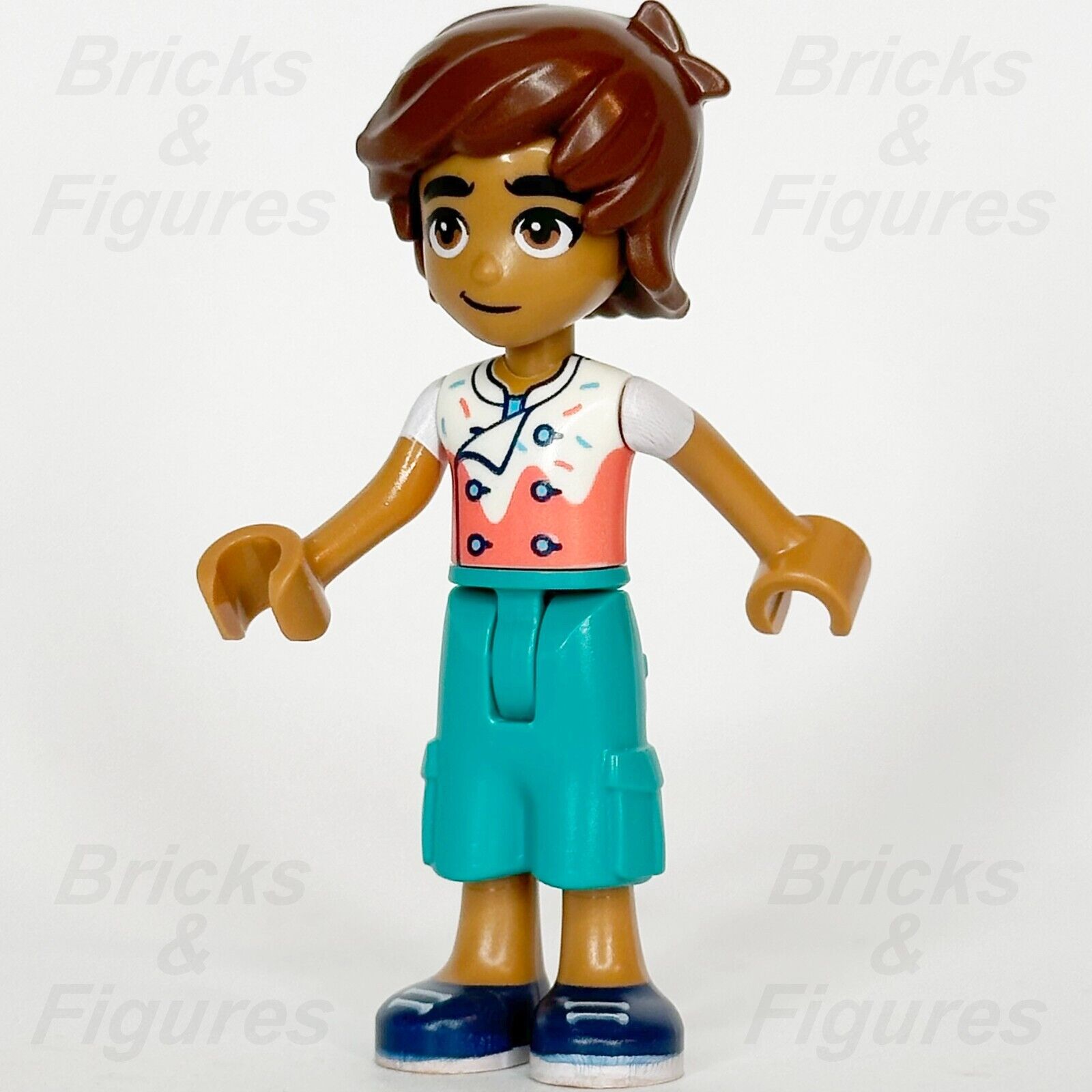 LEGO Friends Leo Minifigure Coral Chef Shirt Blue Shoes Minifig 41754 frnd593 - Bricks & Figures