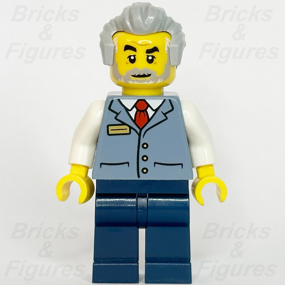 LEGO City Station Master Minifigure Train Sand Blue Vest Grey Hair 60469 cty19281