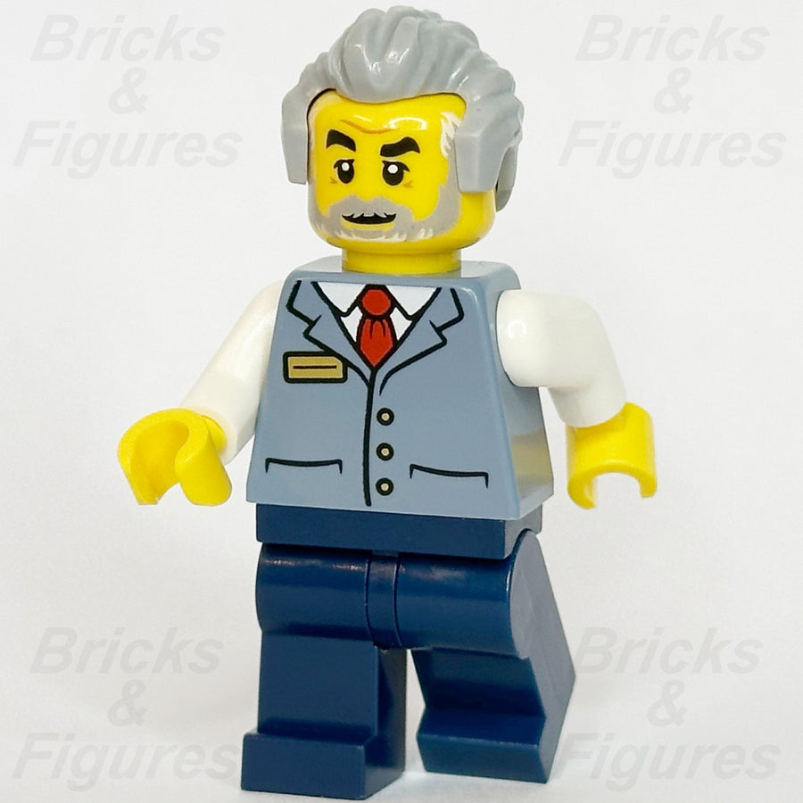 LEGO City Station Master Minifigure Train Sand Blue Vest Grey Hair 60469 cty19280