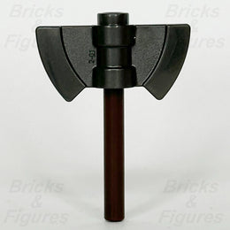 LEGO Pearl Dark Grey Double Axe Head Minifigure Weapon Part Brown Bar 5689 303740