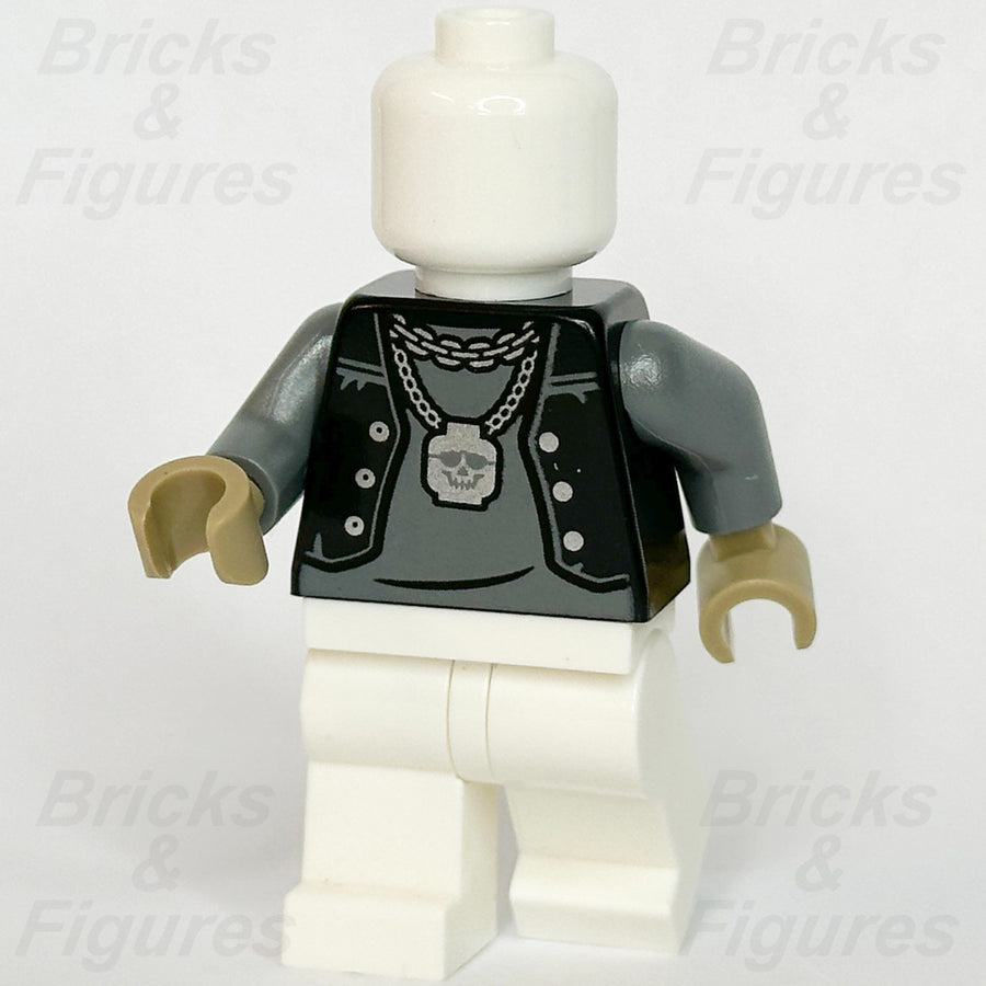 LEGO CITY Lone Wolf Biker Minifigure Torso Part Skull on Chain 60331 Stuntz2