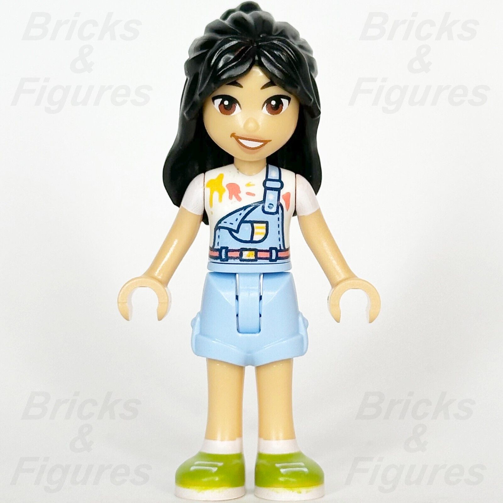 LEGO Friends Liann Minifigure Blue Overalls Paint Marks Lime Shoes 41739 frnd600 - Bricks & Figures