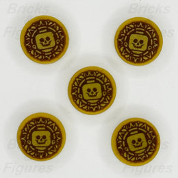 LEGO Pirate Pearl Gold Coin Minifigure Part 1 x 1 Round Tile Aztec Skull x 52