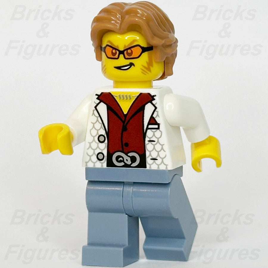 LEGO City Bandit Crook Minifigure Police White Vest Orange Glasses 60508 cty19860