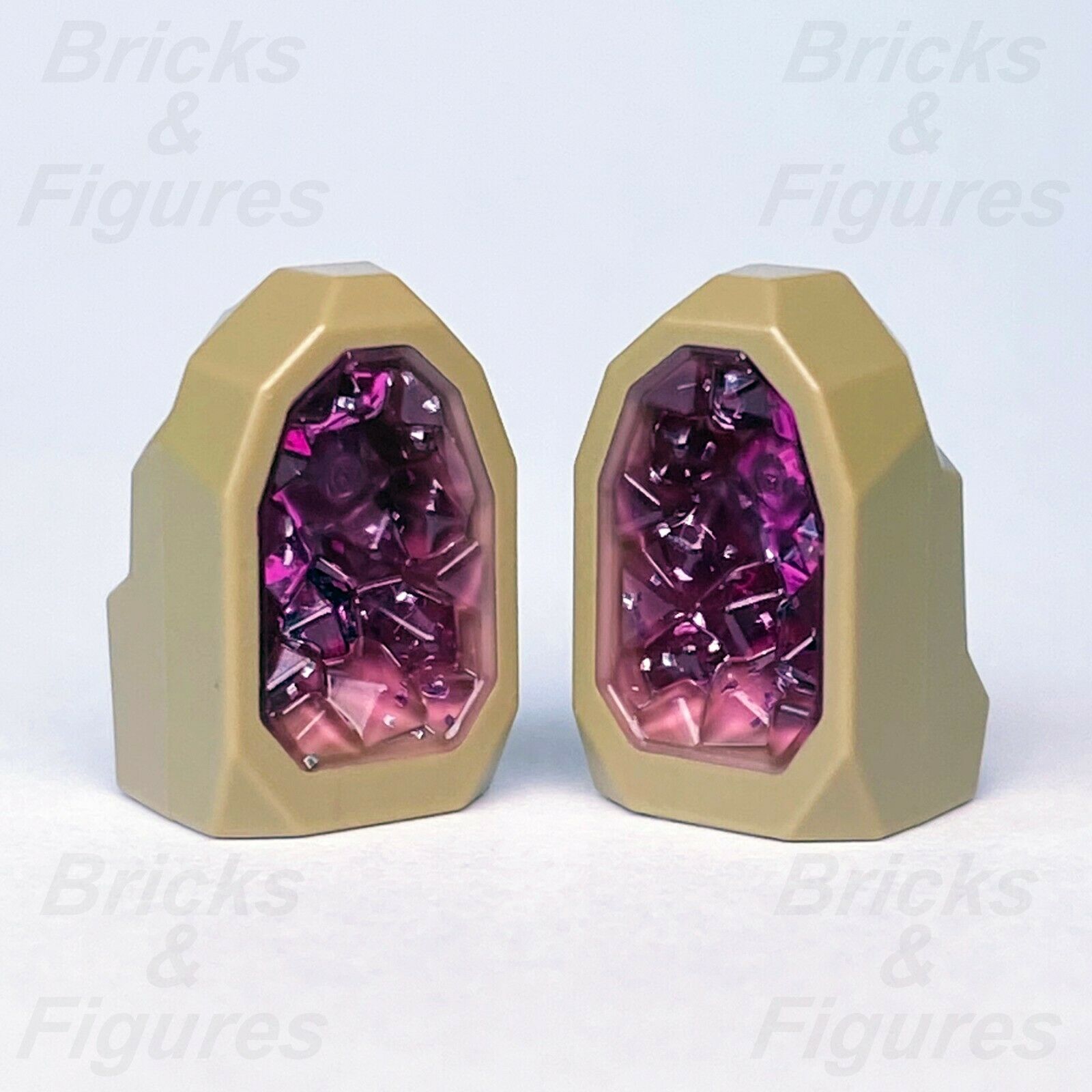 2 x Town City LEGO Rock Geode with Dark Pink Crystals 60229 60228 60225 60230 - Bricks & Figures