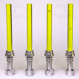 4 x Star Wars LEGO Yellow Lightsabers Jedi & Sith Weapon Parts Genuine - Bricks & Figures