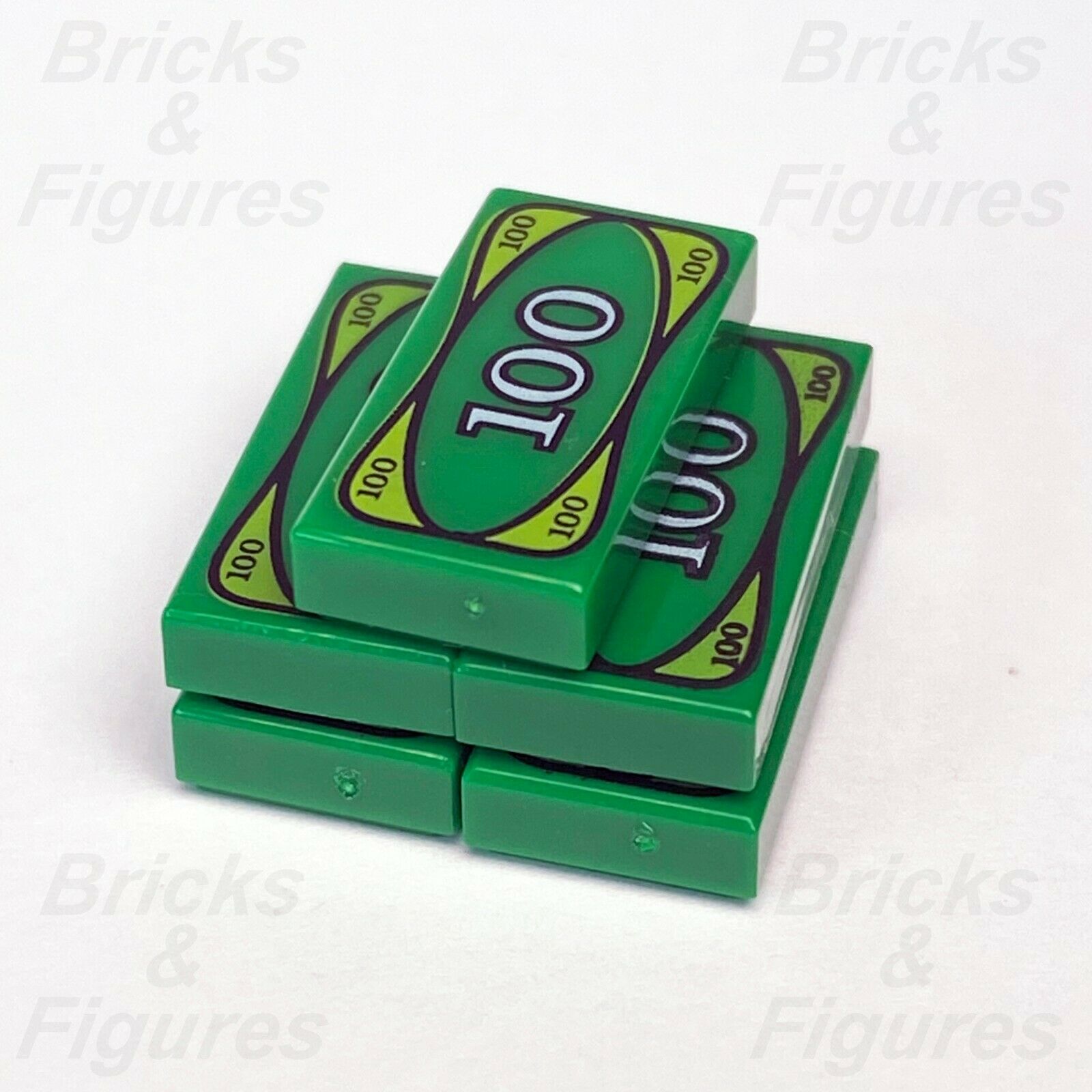 5 x Town & City LEGO Green 100 Dollar Bill Money $100 Pattern Genuine Parts - Bricks & Figures