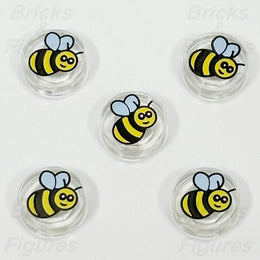 LEGO Bee Parts Black & Yellow Clear Translucent Round Tile 1 x 1 98138pb186 x 5 2