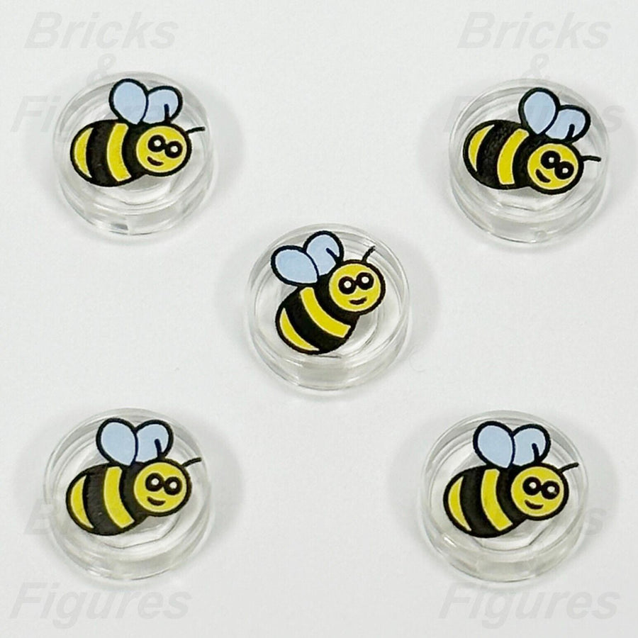 LEGO Bee Parts Black & Yellow Clear Translucent Round Tile 1 x 1 98138pb186 x 5 2
