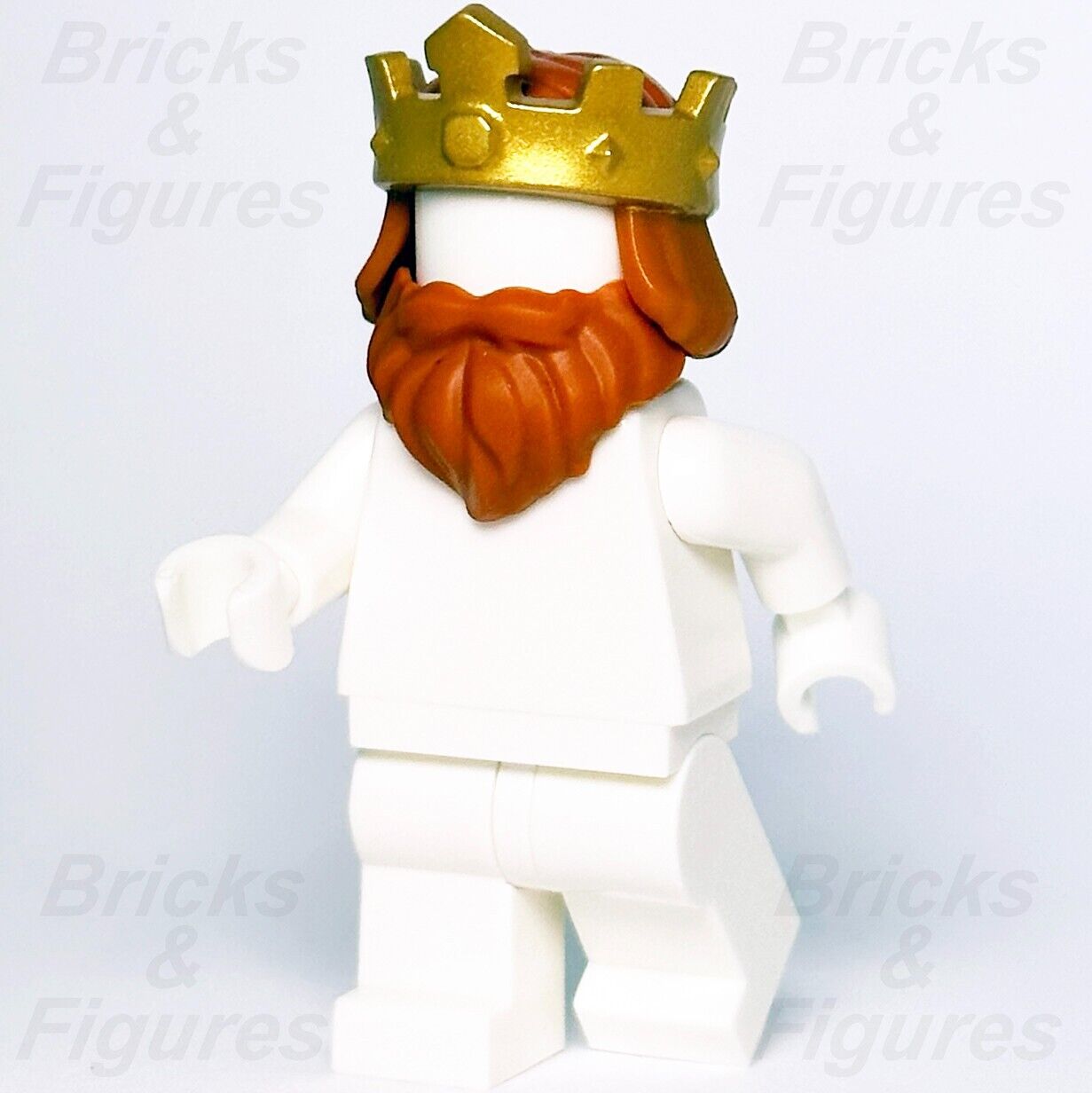 Castle LEGO Gold Crown with Orange Beard & Hair Minifigure Parts 70327 King New - Bricks & Figures