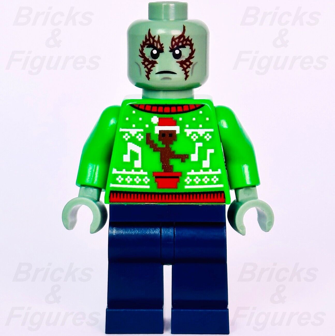 LEGO Drax Holiday Sweater Marvel Super Heroes Guardians Minifigure 76231 sh837 - Bricks & Figures