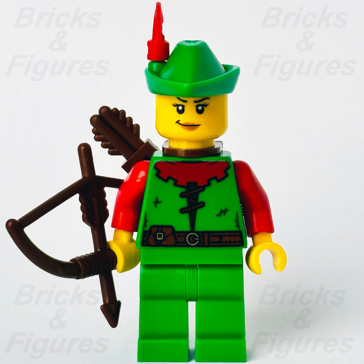 LEGO Forestwoman Castle Forestmen Minifigure with Bow Lion Knights 10305 cas572 - Bricks & Figures