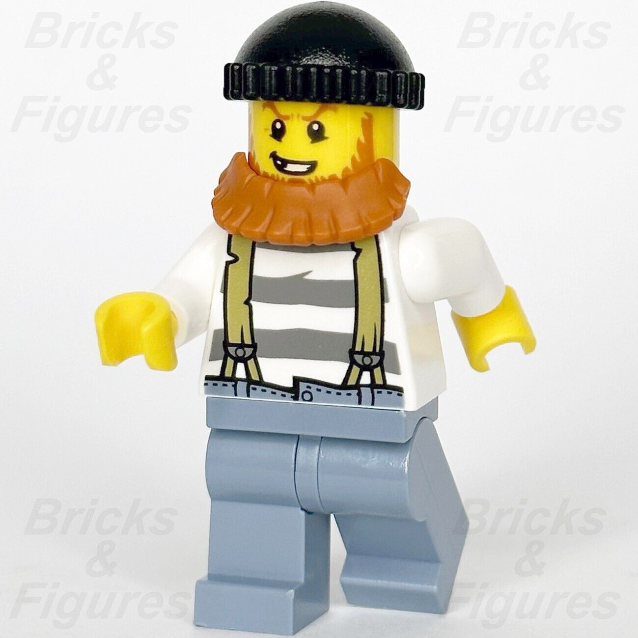 LEGO Town City Crook with Black Knit Cap Minifigure Orange Beard Police 60066 - Bricks & Figures