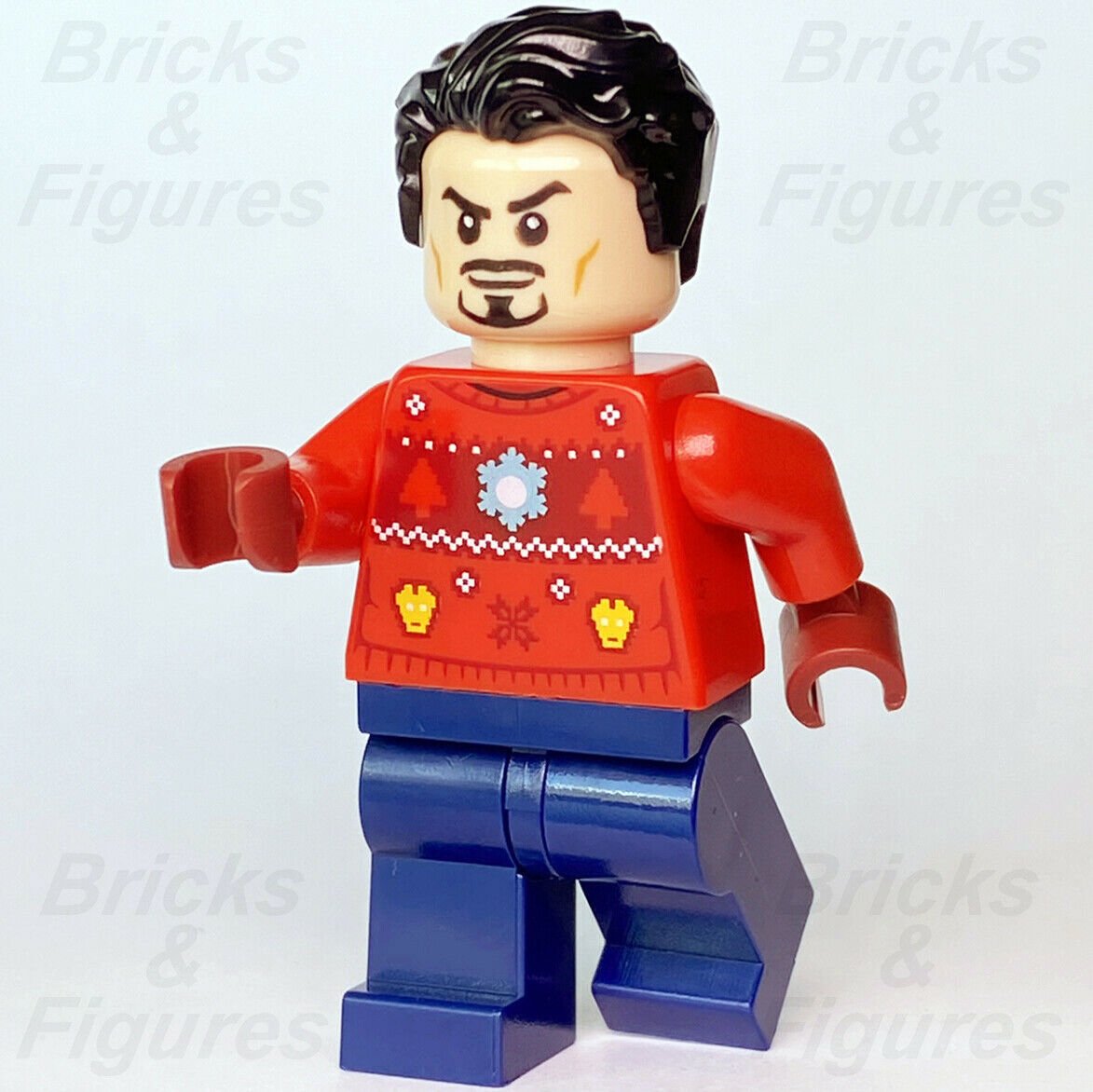 Marvel Super Heroes LEGO Tony Stark Christmas Sweater Avengers Minifigure 76196 - Bricks & Figures