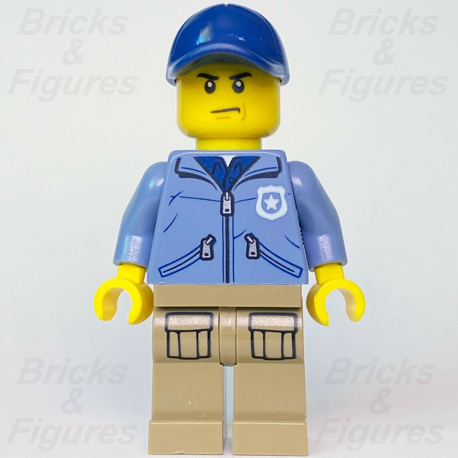 New Town City LEGO Mountain Police Officer Male with Blue Cap Minifigure 60174 - Bricks & Figures