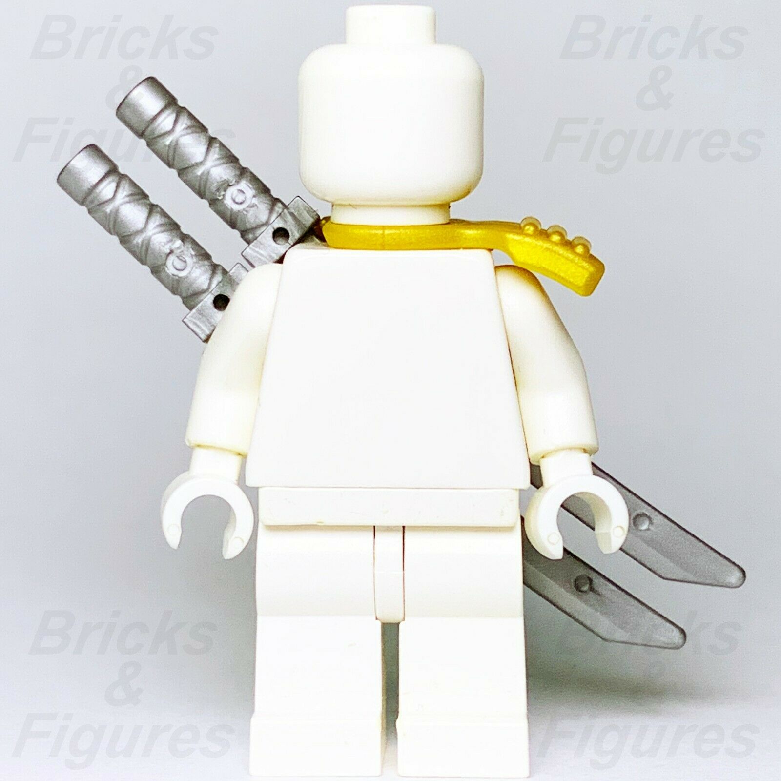 Ninjago LEGO Gold Ninja Shoulder Pad Scabbard & 2 x Flat Silver Katana Swords Part - Bricks & Figures